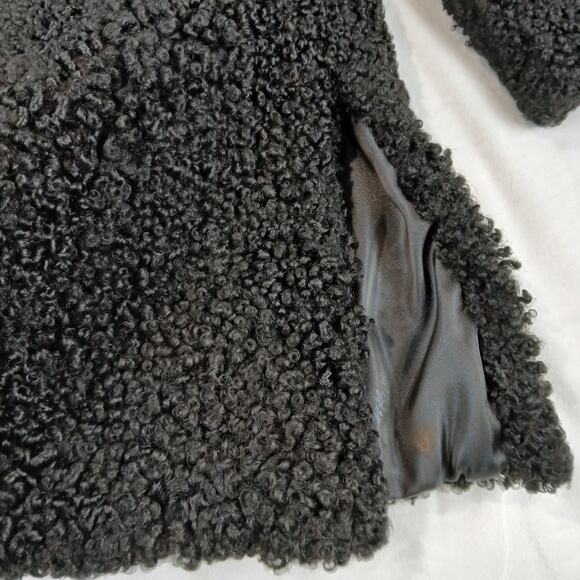 Vintage 50s Curly Persian Lamb Teddy Coat Black Car Medium Large Jackie O - Picture 7 of 10